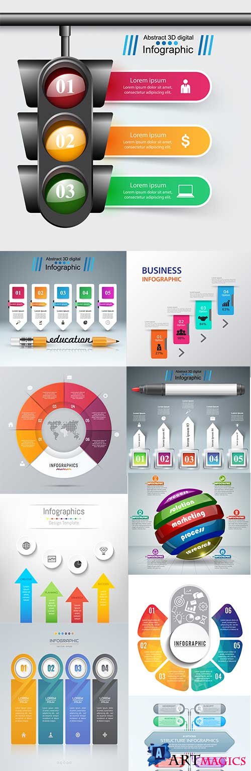 Modern business infographics elements collection 297