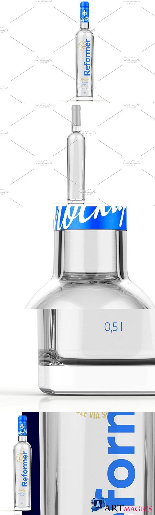 Clear Glass Bottle with Gin Mockup 0 2117946