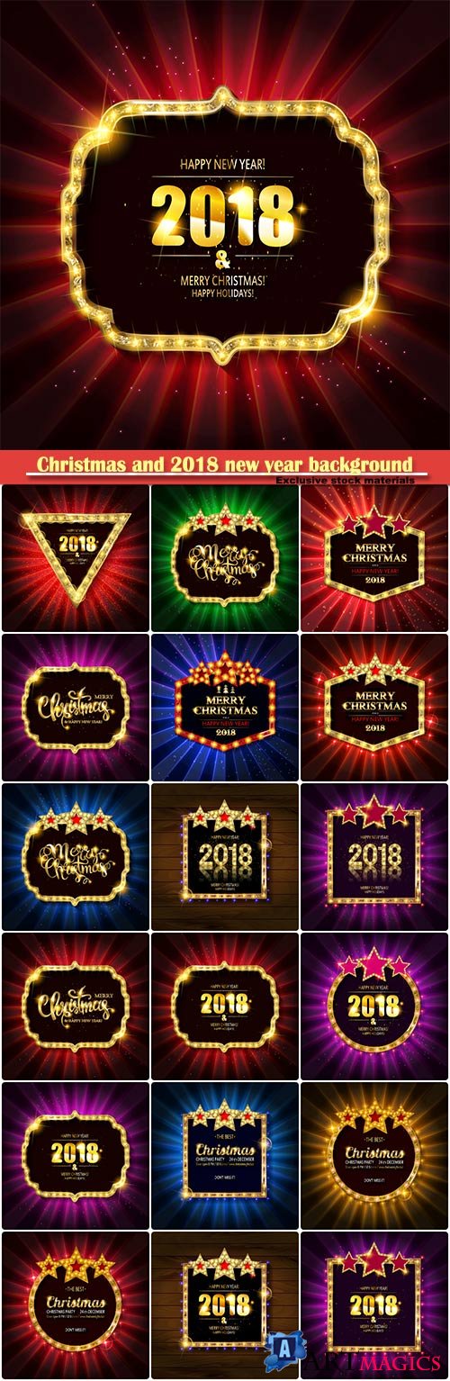 Christmas and 2018 new year background for design for banners, flyers, Invitations, cards
