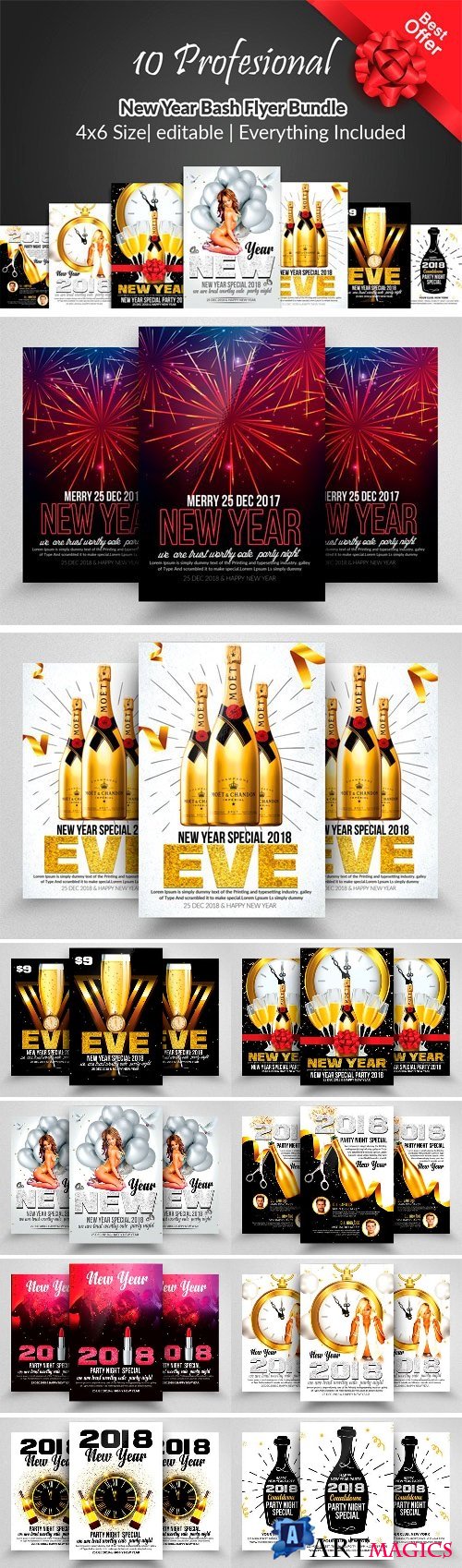 10 New Years Flyer / Poster Bundle - 2085986