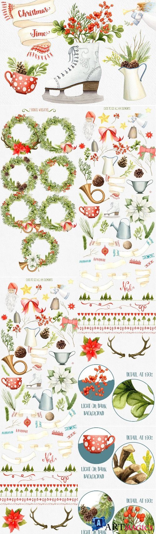 Watercolor Christmas & Winter Set 433565