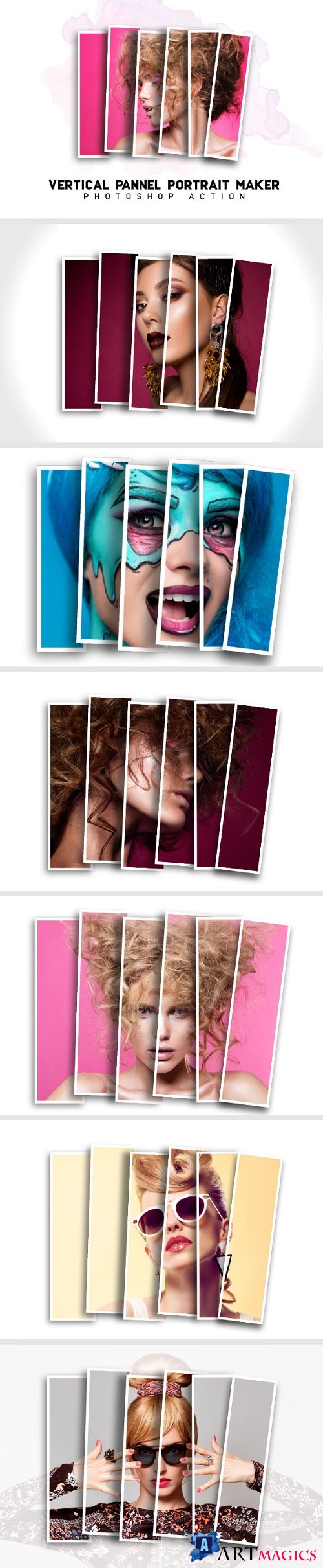 Vertical Panels Collage Photoshop Action 21158334