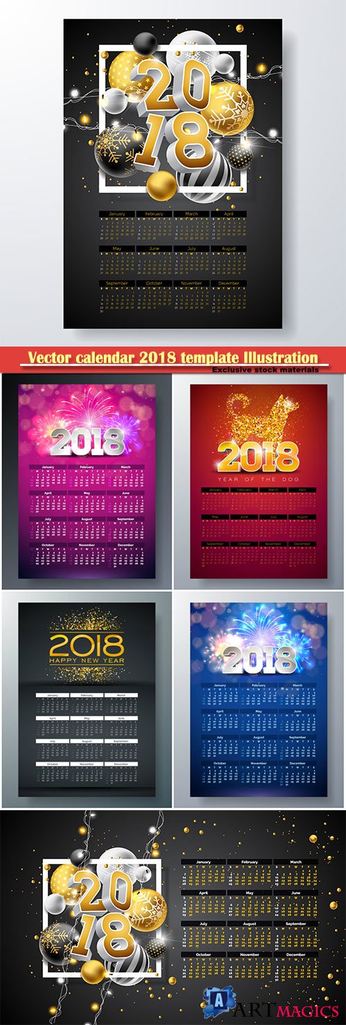 Vector calendar 2018 template Illustration