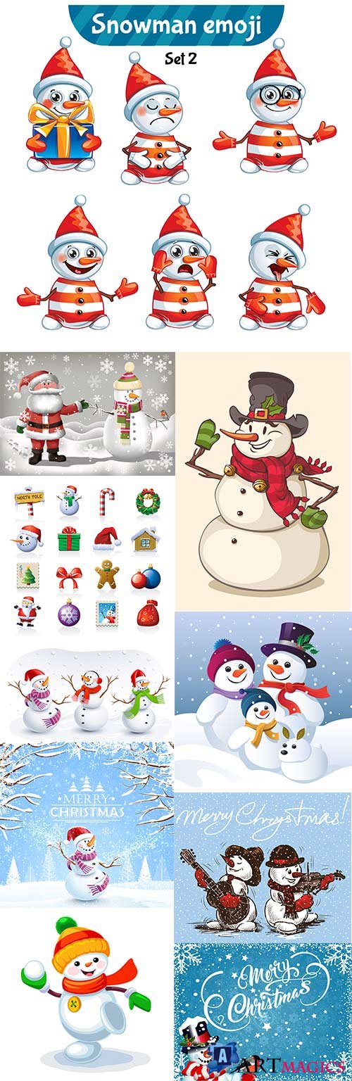 Christmas cheerful snowman cartoon an illustration