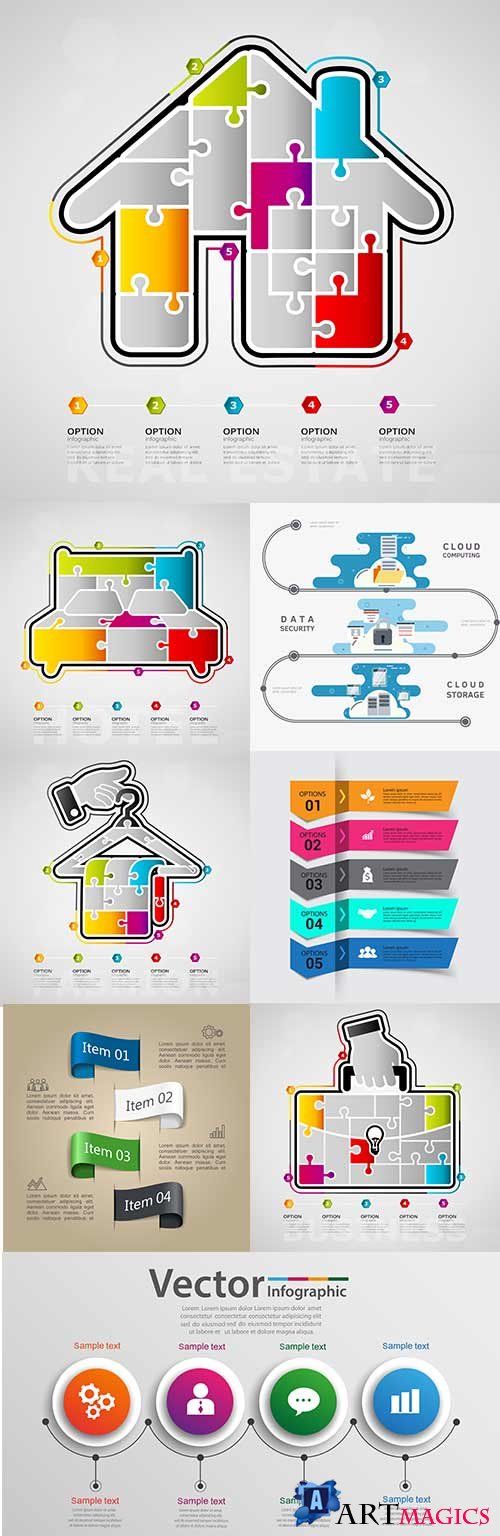 Modern business infographics elements collection 298