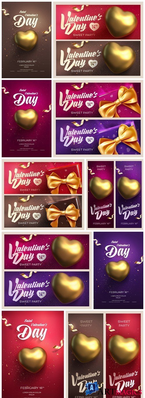 Valentine Day Banners Background - 10 Vector