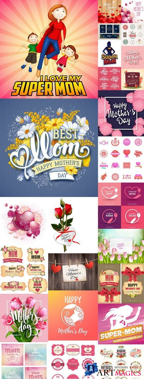 Happy Mothers Day Elements - 25 Vector