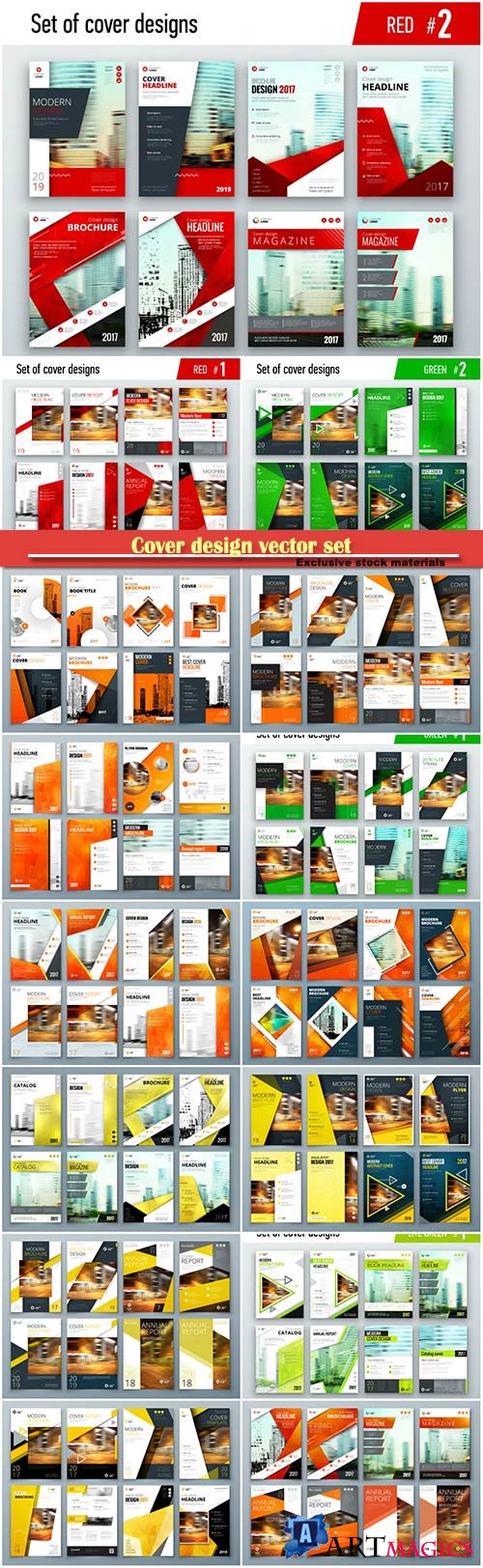 Cover design vector set, corporate business template for brochure, report, catalog, magazine
