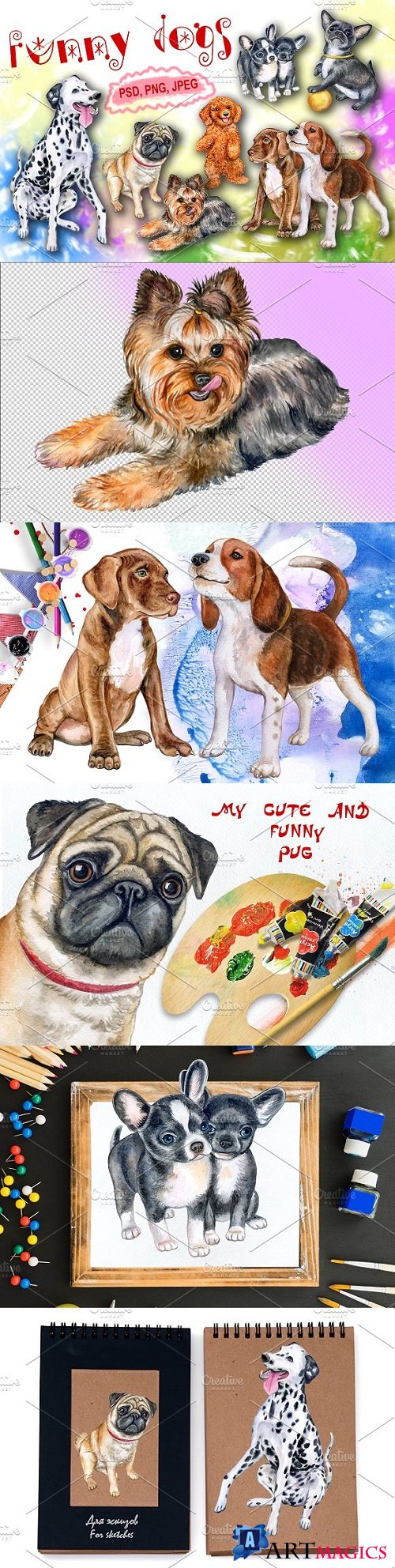 Funny dogs Watercolor 2162885