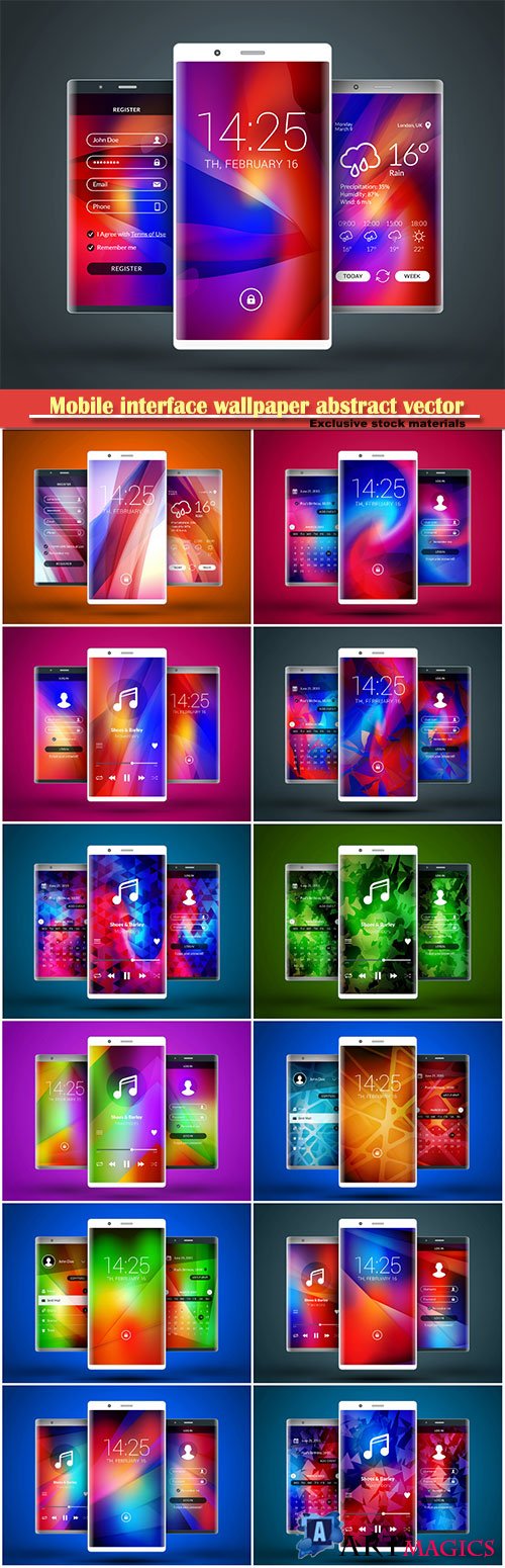 Mobile interface wallpaper abstract vector background design