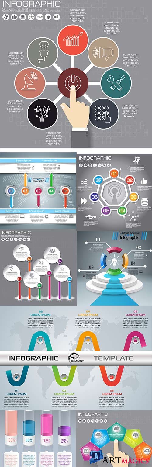 Modern business infographics elements collection 301