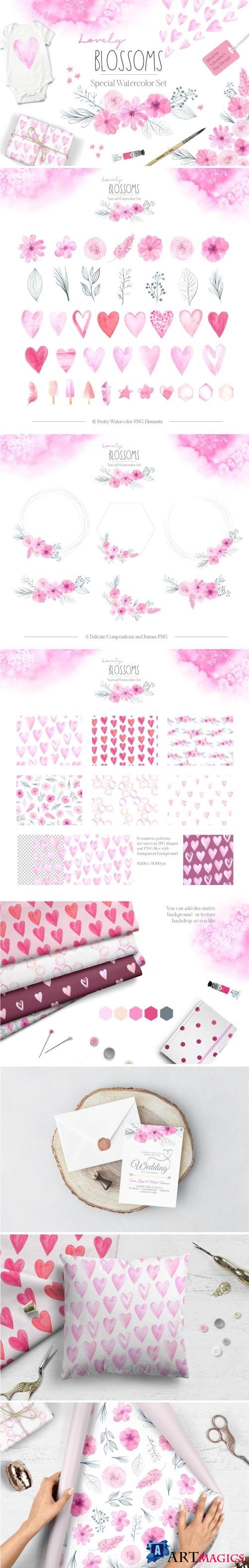 Watercolor Lovely Blossoms Set - 2172954