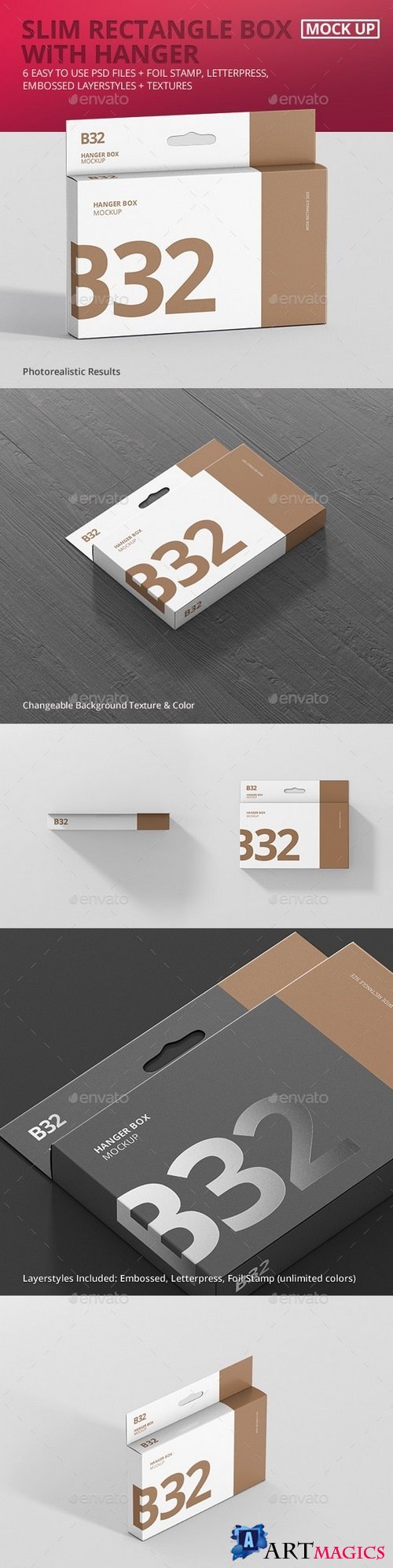 Box Mockup - Wide Slim Rectangle Size with Hanger - 21258176