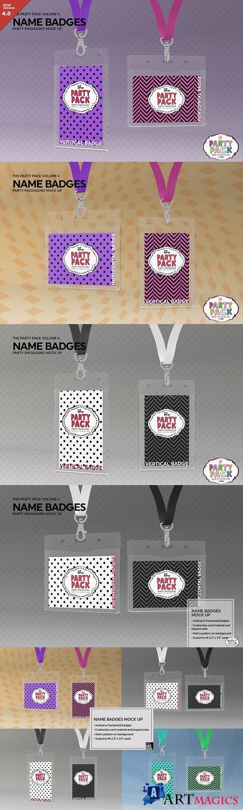 Name Badges with Lanyards Mock Up - 2199329