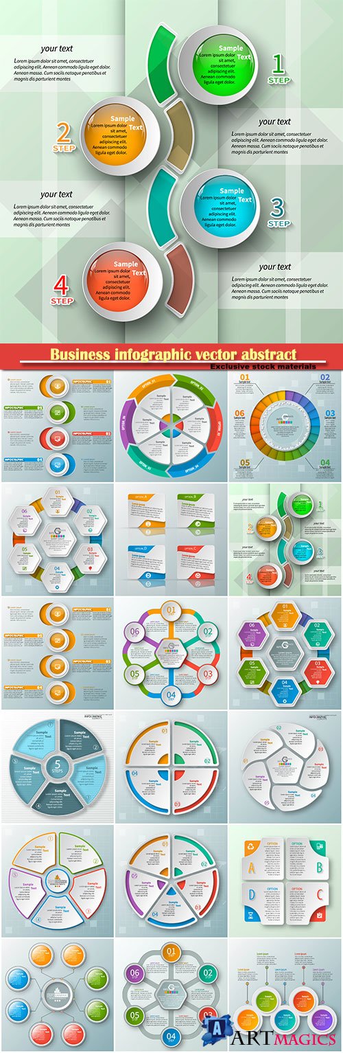 Business infographic vector abstract 3d paper elements
