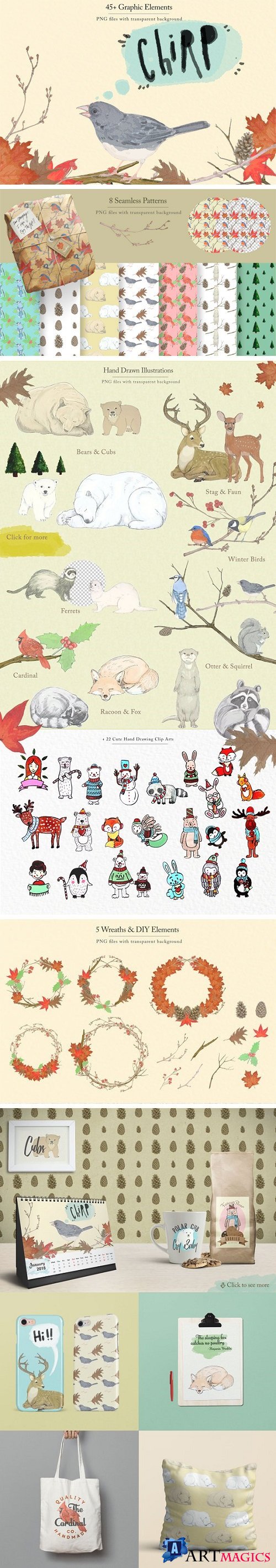 Winter Animals & Graphic Set - 2148952