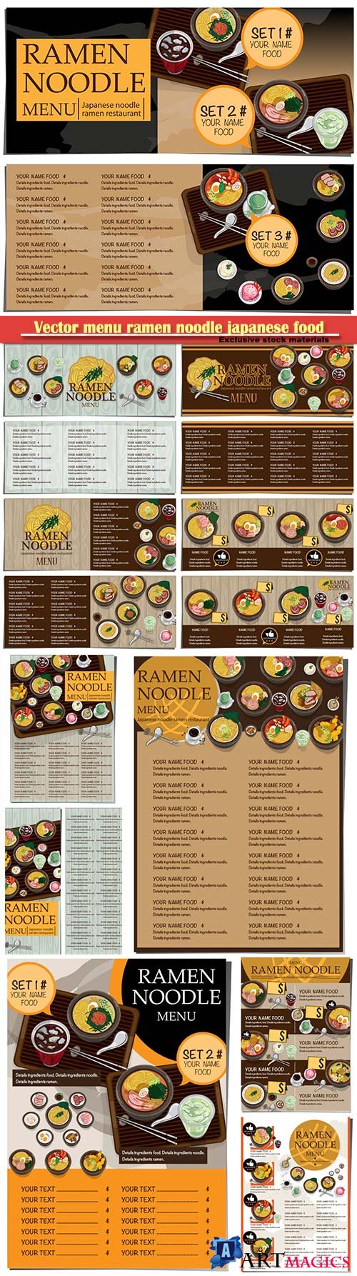 Vector menu ramen noodle japanese food template design