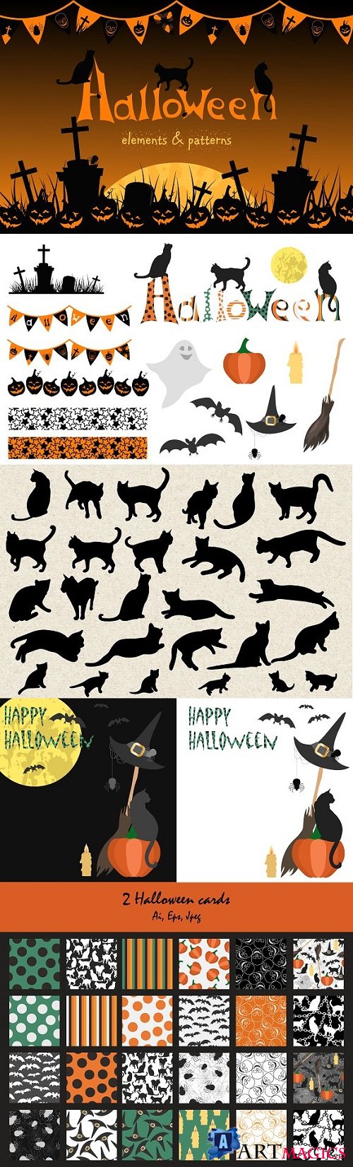 Halloween. Elements and patterns - 1793283