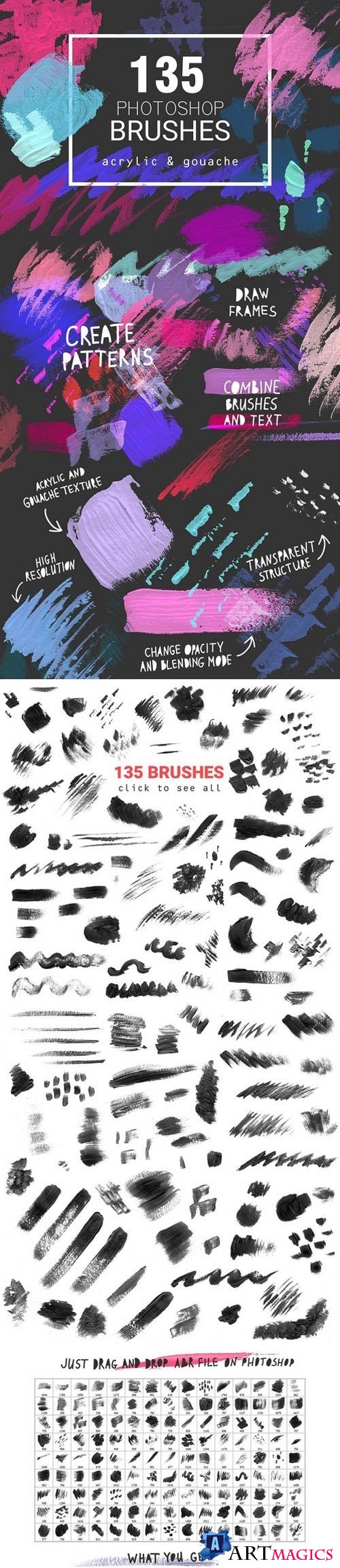 Acrylic&Gouache - 135 PS brushes 2152887