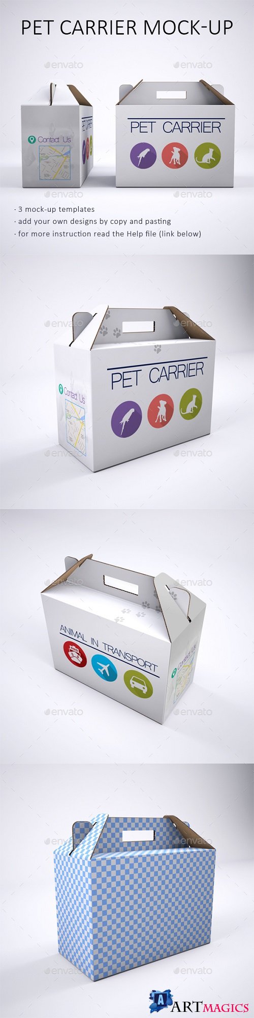 Pet Carrier Cardboard Box Mock-Up 21272794