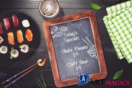 Sushi Bar Chalkboard Menu Mock-up #4 2103012