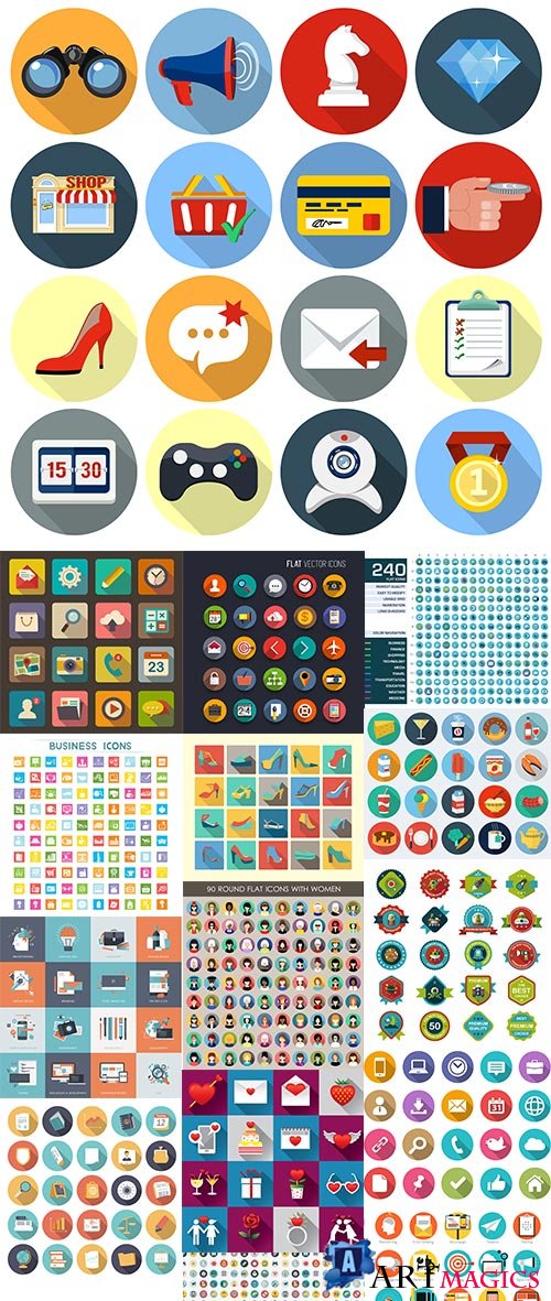 Flat Icons 2 - Design Vector Collection 25xEPS