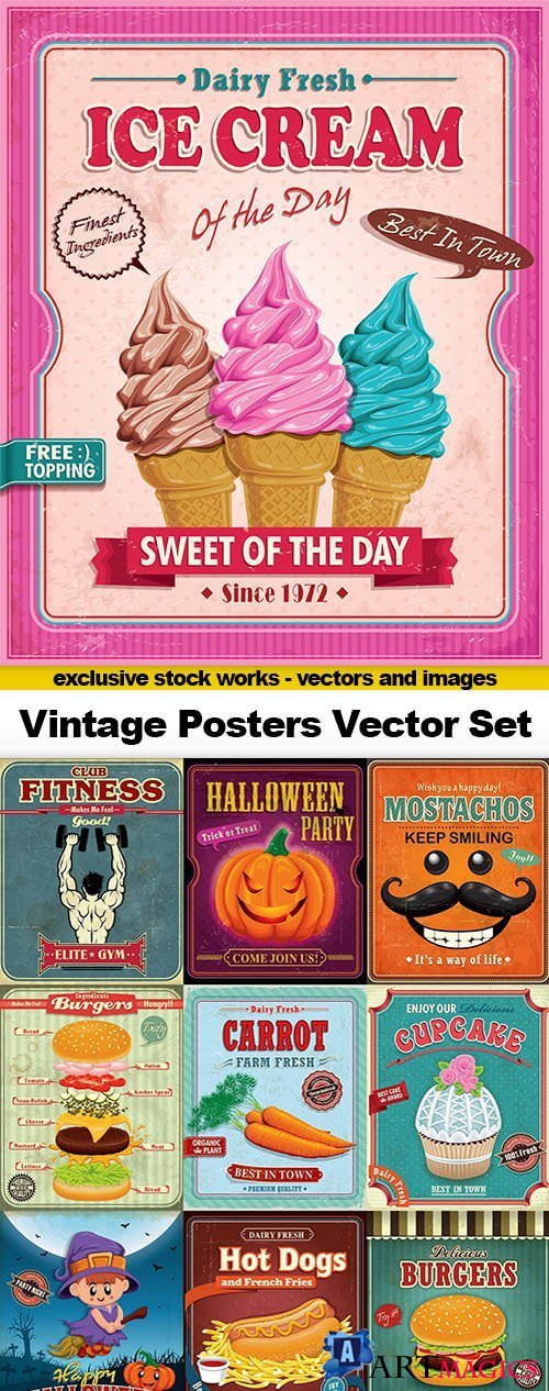 Vintage Posters Vector Set #1, 25xEPS