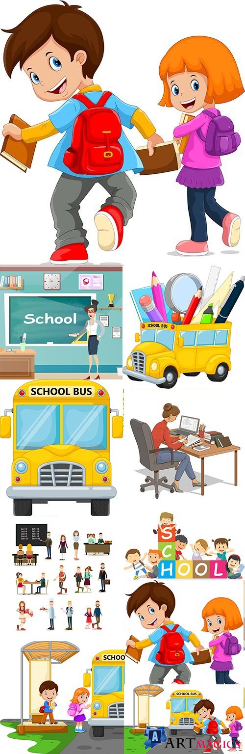Back to school collection accessories element illustration 8