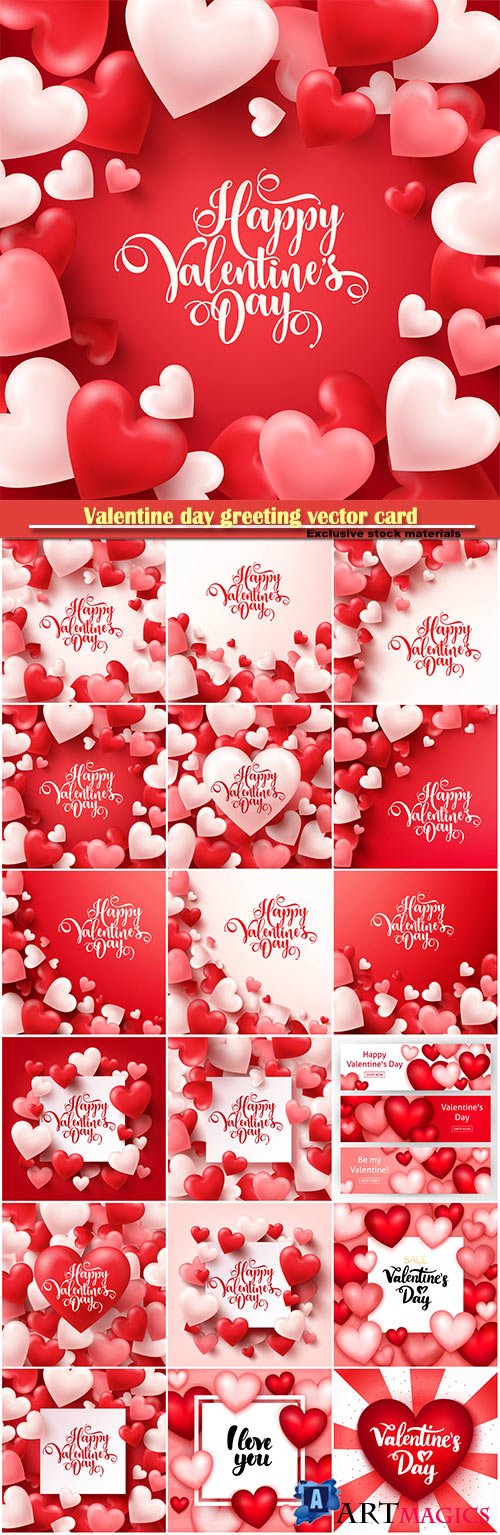 Valentine day greeting vector card, hearts i love you # 7