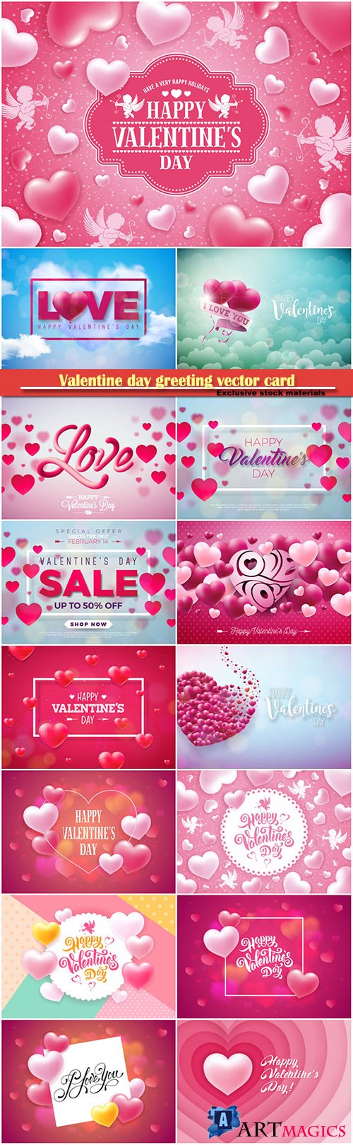 Valentine day greeting vector card, hearts i love you # 6