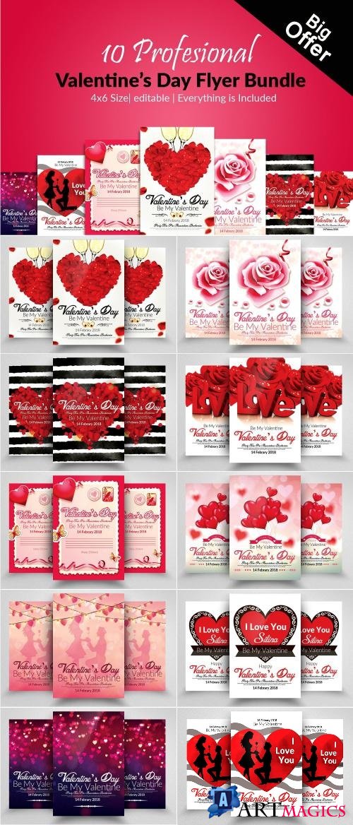 10 Valentines Day Flyer Bundle - 2173339