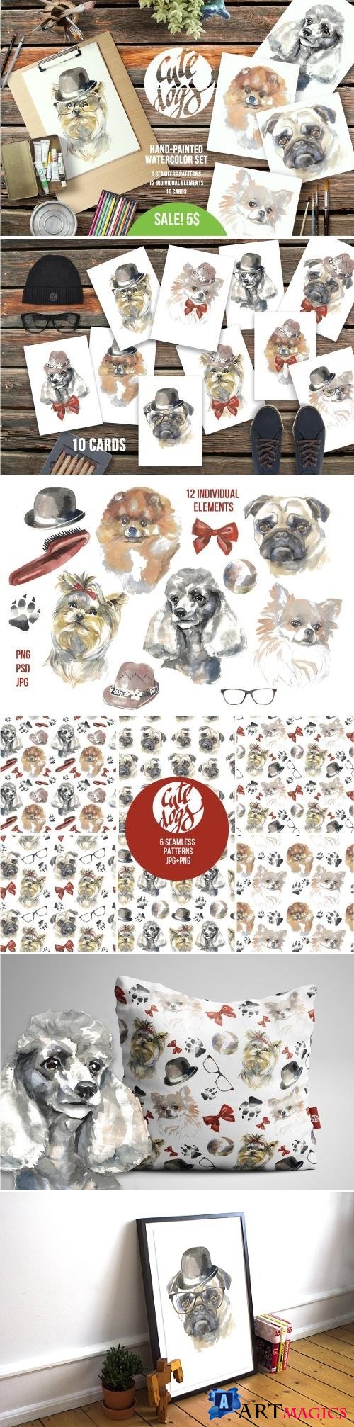 Cute Dogs Watercolor Set - 2164782