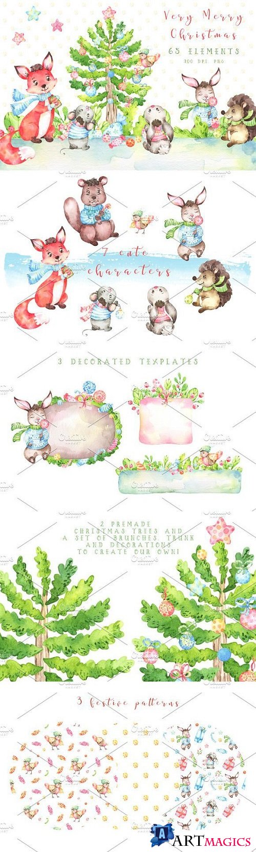 Very Merry Christmas Watercolor set 2095525