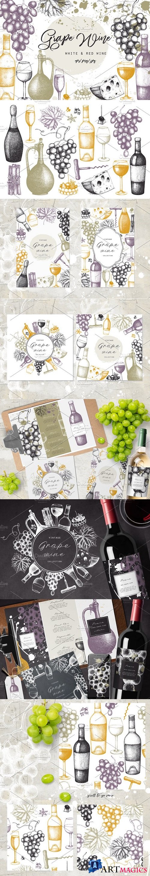 Grape Wine Illustations Collection 2142729
