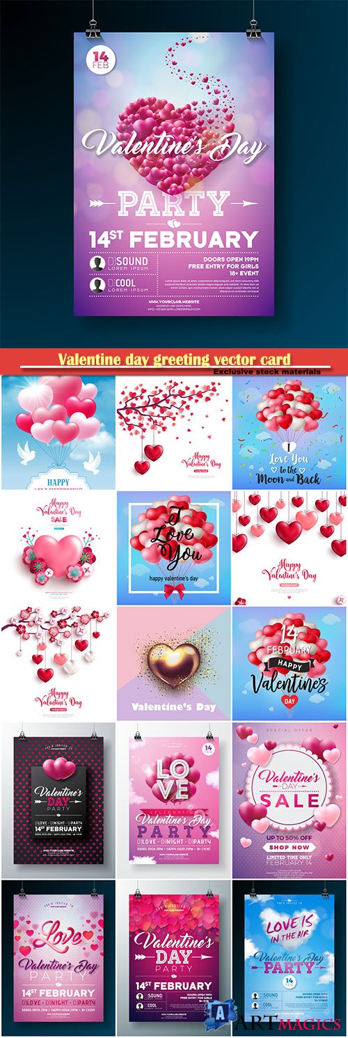 Valentine day greeting vector card, hearts i love you # 28