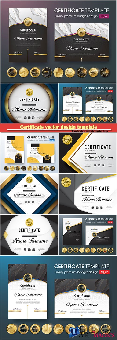 Certificate and vector diploma design template # 52