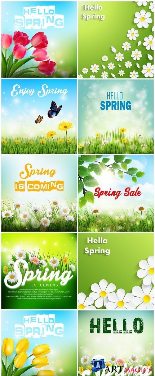 Gift cards Hello Spring 10X EPS
