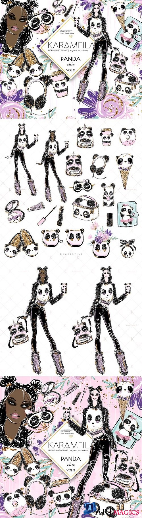 Cute Panda Girl Fashion Clipart 2183743