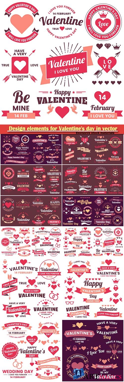 Design elements for Valentine's day in vector
