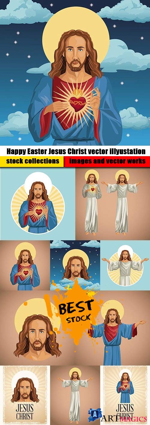 Happy Easter Jesus Christ vector illyustation