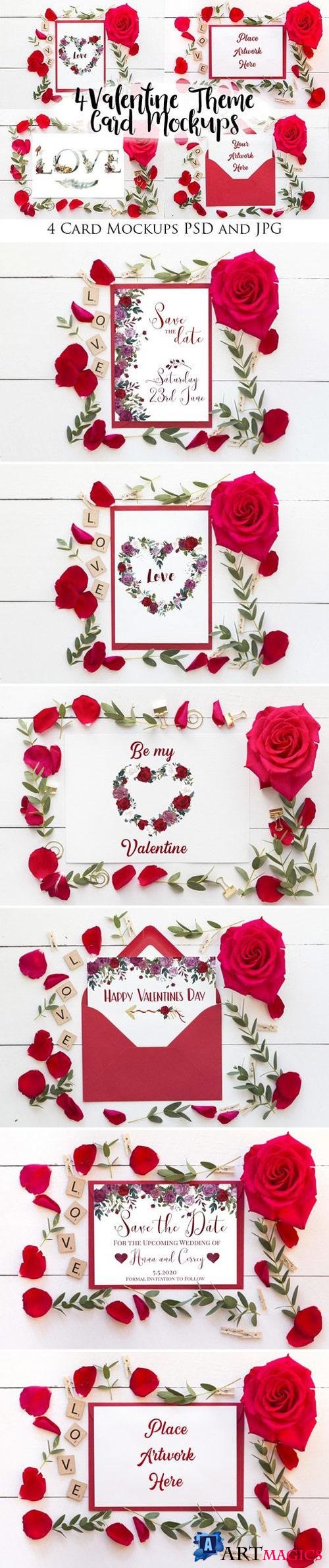 4 Valentine Theme Card Mockups 2204991