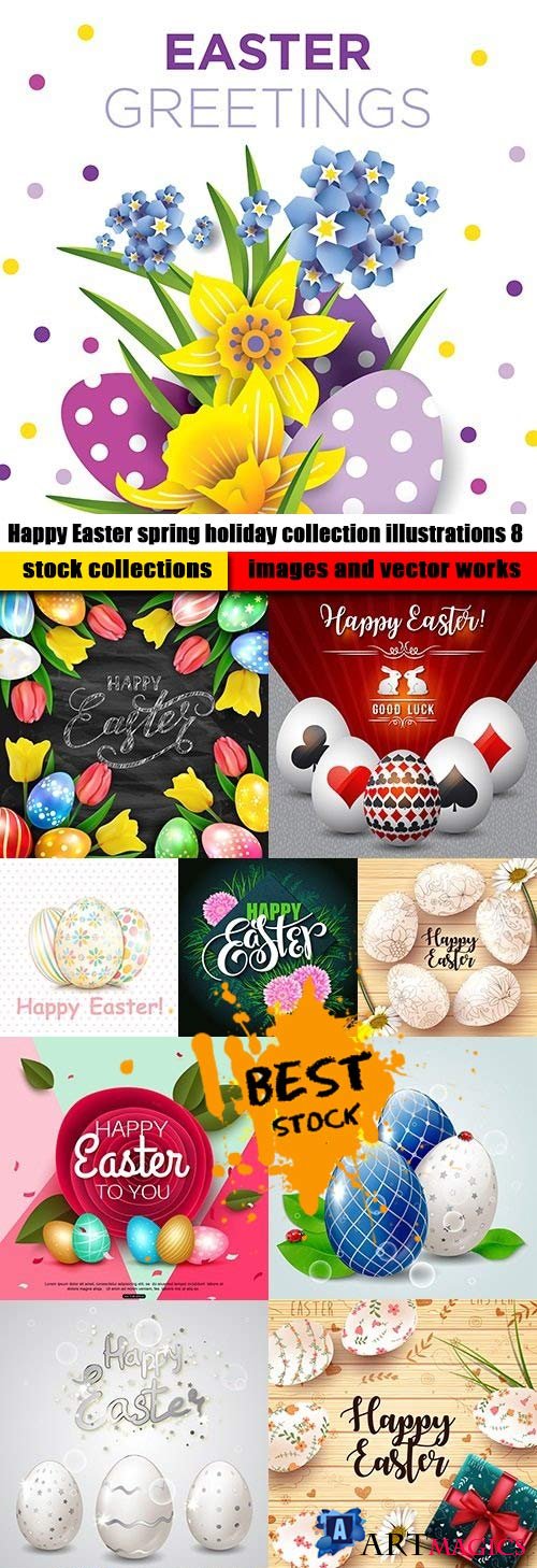 Happy Easter spring holiday collection illustrations 8