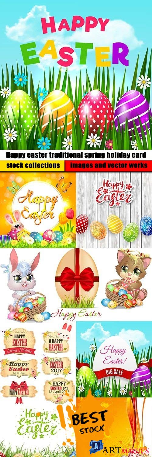 Happy easter traditional spring holiday card