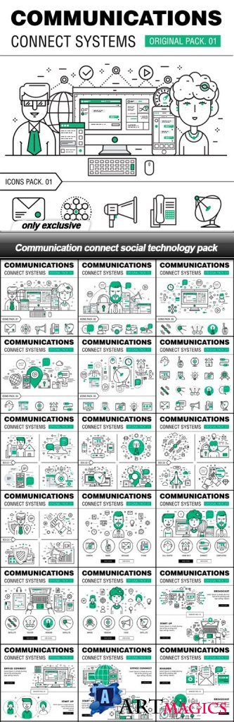 Communication connect social technology pack - 20 EPS