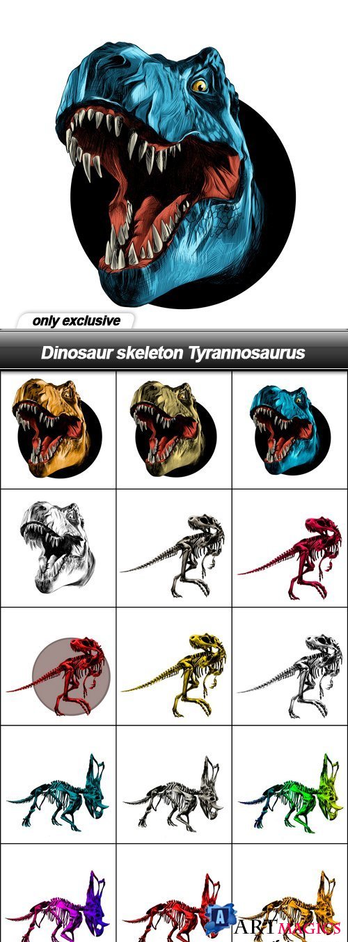 Dinosaur skeleton Tyrannosaurus - 15 EPS