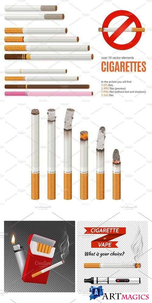 Cigarettes Realistic Set 2280519