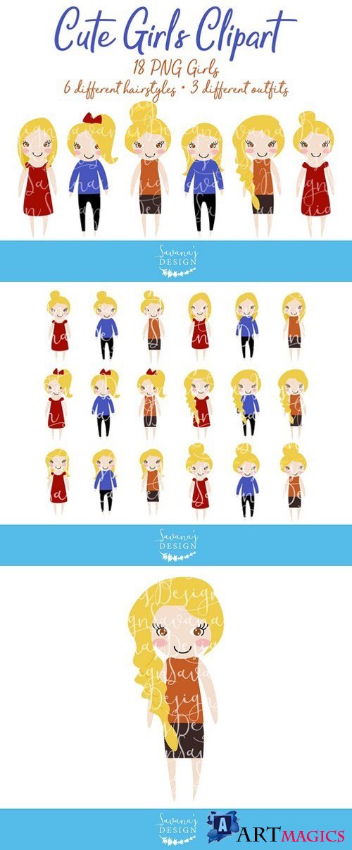 Blonde Girl Fashion Clipart in PNG 2230911