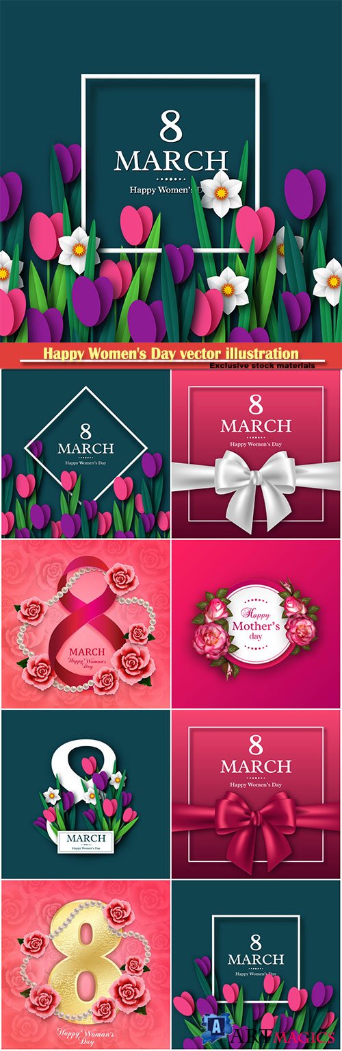 Happy Women's Day vector illustration,8 March, spring flower background
