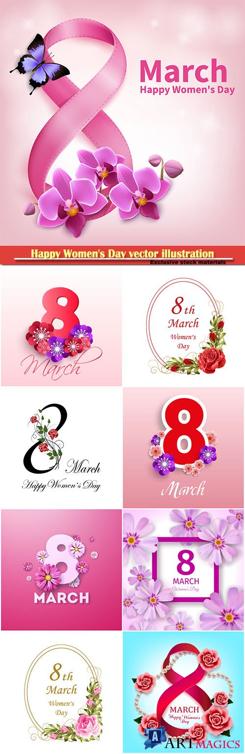 Happy Women's Day vector illustration,8 March, spring flower background # 4