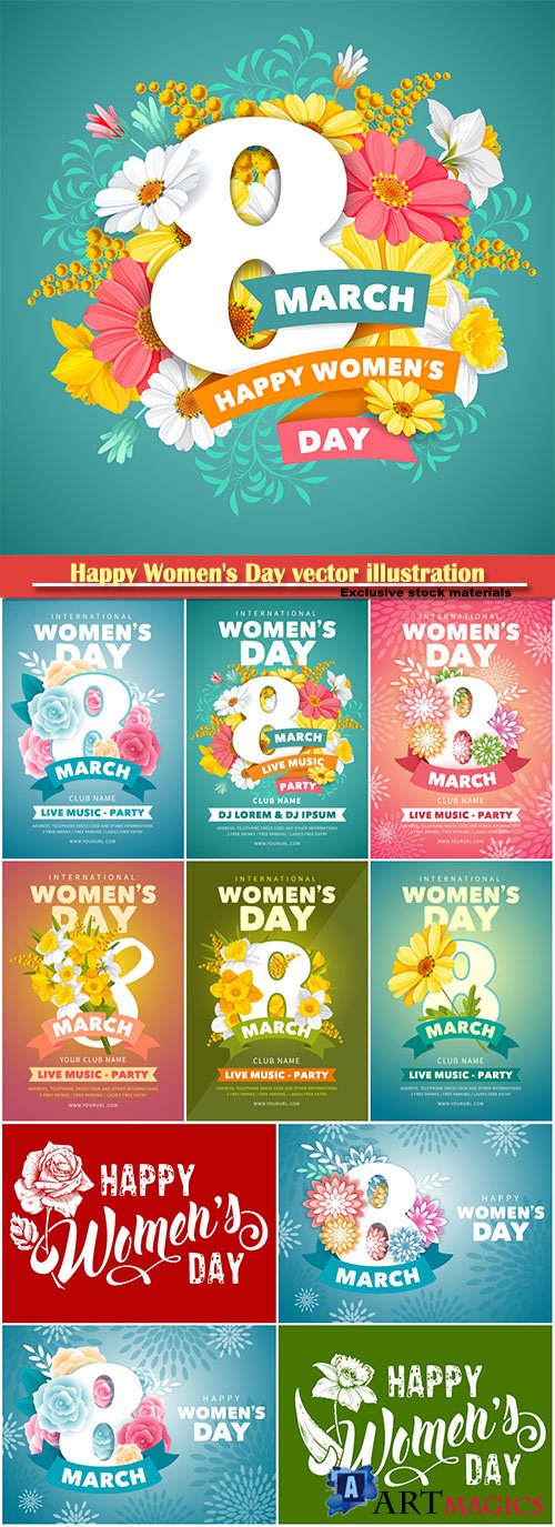 Happy Women's Day vector illustration,8 March, spring flower background # 2